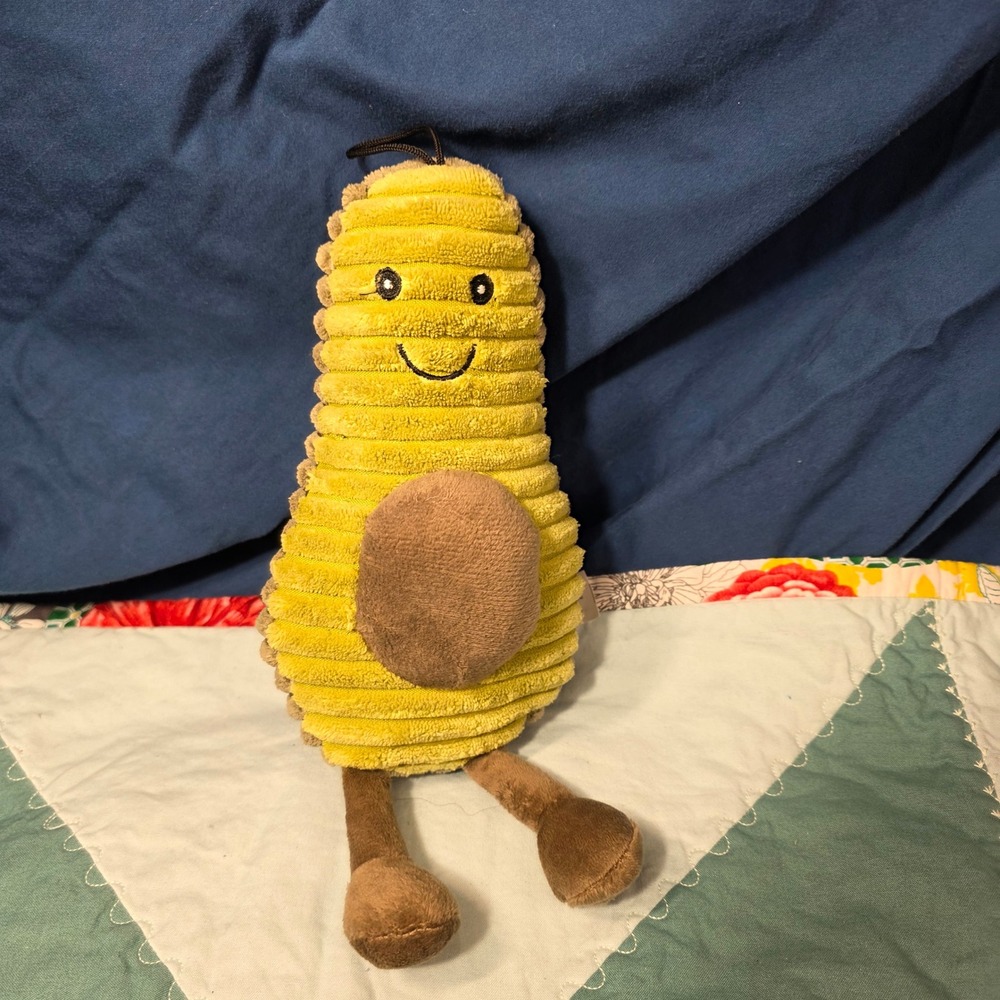 Multipet Avocado Squeaker Dog Toy Small Green Robbed Squeaky Plush Fruit